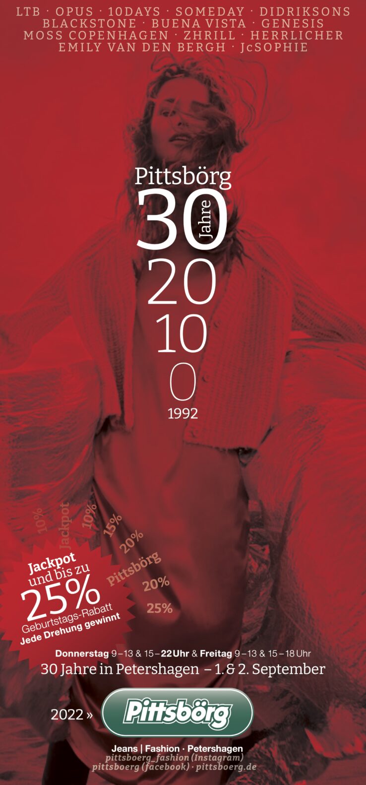 Jeans-Fashion Pittsbörg 30-jähriges Jubiläum-2022 Titelseite Keyvisual Typografie Logo